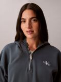 Blue Monologo Terry Cropped Hoodie  Women