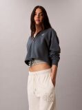 Blue Monologo Terry Cropped Hoodie  Women