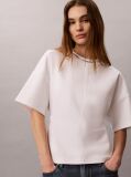 Λευκό Boxy T-Shirt Με Ζακάρ Λογότυπο  Γυναίκα