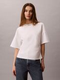 Λευκό Boxy T-Shirt Με Ζακάρ Λογότυπο  Γυναίκα