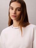 Λευκό Boxy T-Shirt Με Ζακάρ Λογότυπο  Γυναίκα