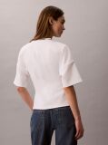 Λευκό Boxy T-Shirt Με Ζακάρ Λογότυπο  Γυναίκα