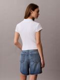 White Monologo Patch Rib Zip Top  Women