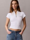 White Monologo Patch Rib Zip Top  Women