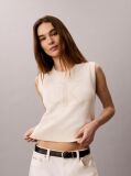 White Textured Monogram Tank Top  Women