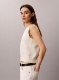White Textured Monogram Tank Top  Women
