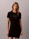 Black Monologo Embroidery Mini T-Shirt Dress  Women