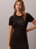 Black Monologo Embroidery Mini T-Shirt Dress  Women