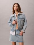 Denim Boxy Logo Tape Denim Jacket  Women