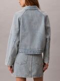 Denim Boxy Logo Tape Denim Jacket  Women