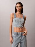 Denim Logo Tape Denim Tank Top  Women