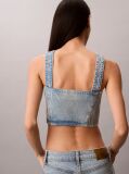 Denim Logo Tape Denim Tank Top  Women