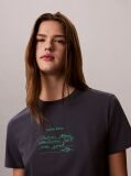 Blue Handwriting Graphic Crew Neck T-Shirt  Women