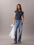 Blue Embroidered Logo Ringer T-shirt  Women