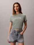 Green Retro Logo Crew Neck T-Shirt  Women