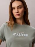 Green Retro Logo Crew Neck T-Shirt  Women