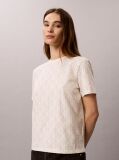 White Emblem Print Crew Neck T-Shirt  Women