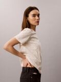 White Emblem Print Crew Neck T-Shirt  Women