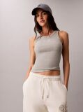 Grey Embroidered CK Logo Rib Tank Top  Women