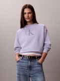 Purple French Terry Monologo Crewneck Sweatshirt  Women