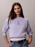 Purple French Terry Monologo Crewneck Sweatshirt  Women