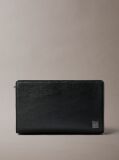 Black Saffiano Emblem Zip Pouch with Handle  Men