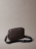 Brown Logo Pebbled Crossbody Camera Bag  Men