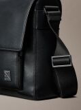Black Saffiano Emblem Logo Messenger Bag  Men
