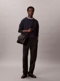 Black Saffiano Emblem Logo Messenger Bag  Men