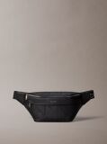 Black Embossed Allover Emblem Logo Bum Bag  Men