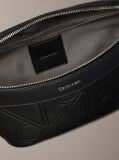 Black Embossed Allover Emblem Logo Bum Bag  Men