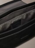 Black Embossed Logo Flap Messenger Bag  Men