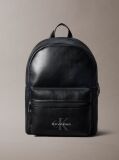 Black Logo Strap Smooth Dome Backpack  Men