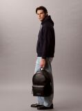 Black Logo Strap Smooth Dome Backpack  Men