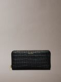 Black Leather Croc-Effect RFID Zip-Around Wallet  Women