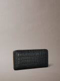 Black Leather Croc-Effect RFID Zip-Around Wallet  Women