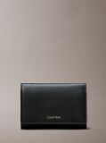 Black Metal Logo Trifold Wallet  Women