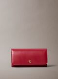 Red Leather RFID Monogram Longfold Wallet  Women
