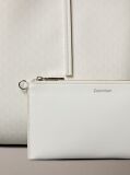 White Allover Monogram Logo Tote Bag with Pouch  Women