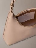 Beige Embossed Logo Shoulder Bag  Women