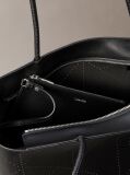 Black Emblem Perforated Leather Tote  Women