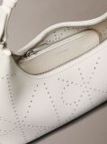 White Perforated Emblem Logo Shoulder Bag  Women