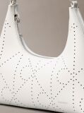 White Perforated Emblem Logo Shoulder Bag  Women