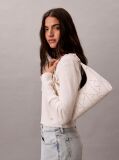 White Perforated Emblem Logo Shoulder Bag  Women