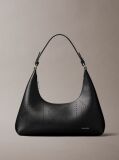 Black Perforated Emblem Logo Shoulder Bag  Women