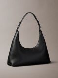 Black Perforated Emblem Logo Shoulder Bag  Women