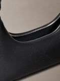 Black Perforated Emblem Logo Shoulder Bag  Women