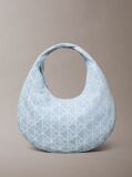 Denim Allover Emblem Logo Denim Crescent Bag  Women