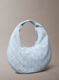 Denim Allover Emblem Logo Denim Crescent Bag  Women