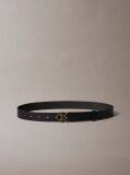 Black Full-Grain Leather Logo Buckle Belt  Women